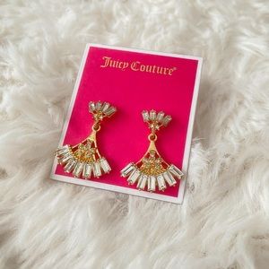 Juicy Couture Rhinestone Gold Tone Drop Earrings NWT